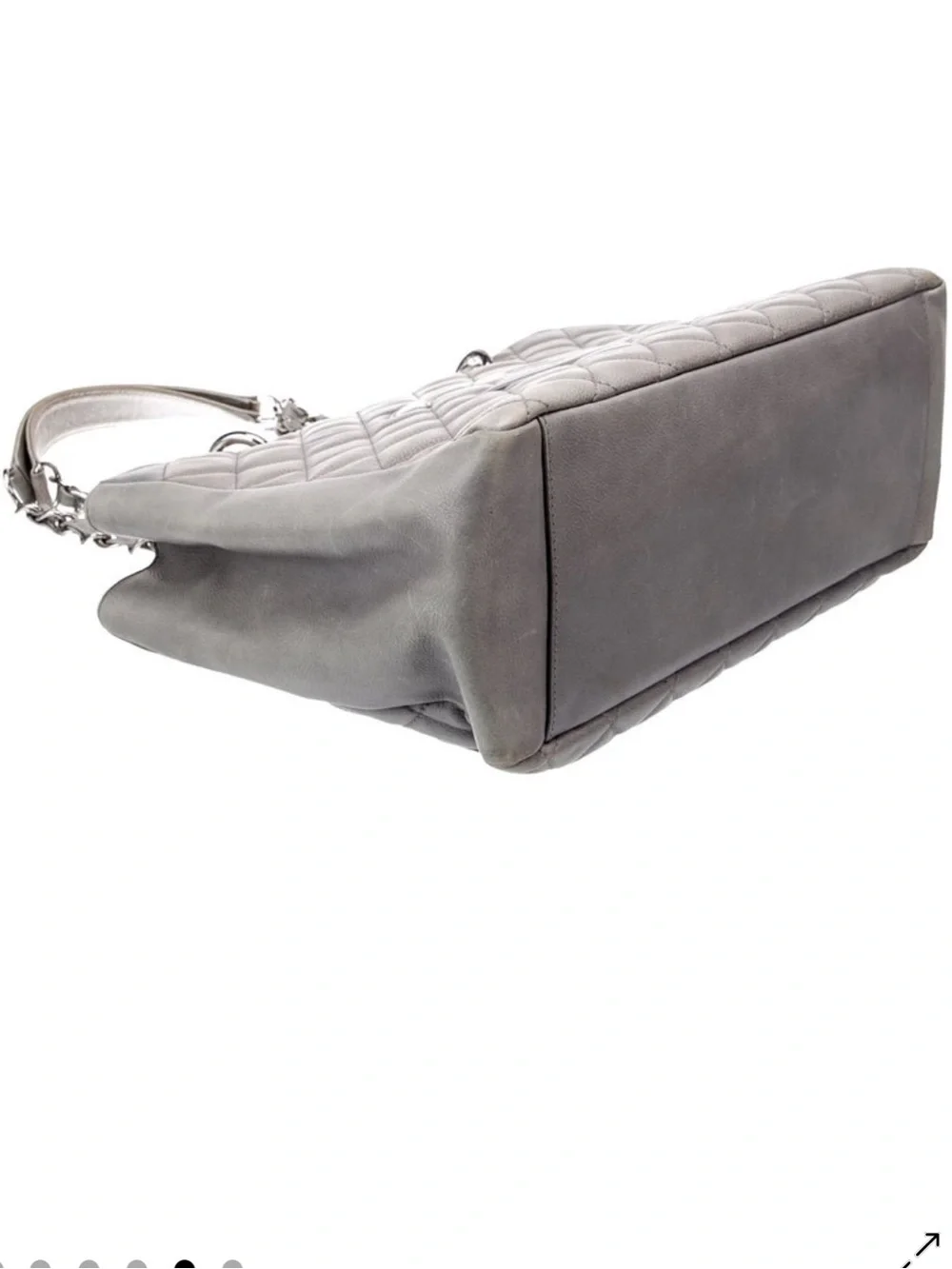 CHANEL Quilted Grand Shopping Tote in Silver Gray